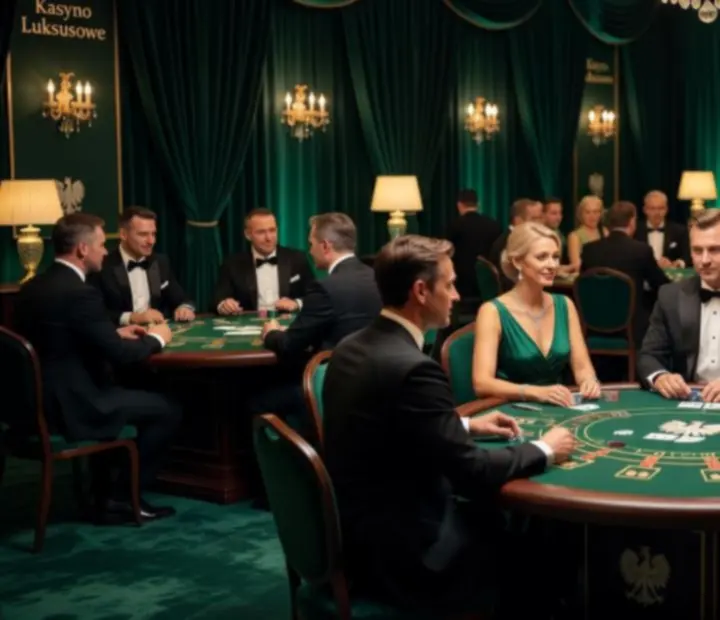 Elegancki event casino night z gośćmi przy stołach do gry