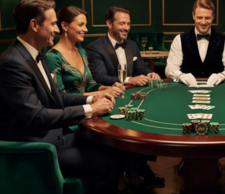 Elegancki stół pokerowy przygotowany na wieczór integracyjny