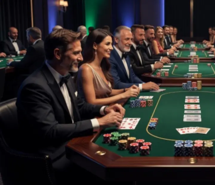 Pokerowe stoły z klimatycznym oświetleniem i elegancką oprawą